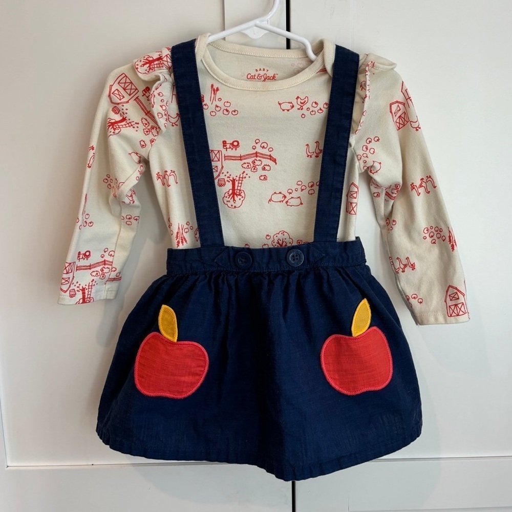 Cat and Jack back to school onesie with matching dress (size 0-3M)